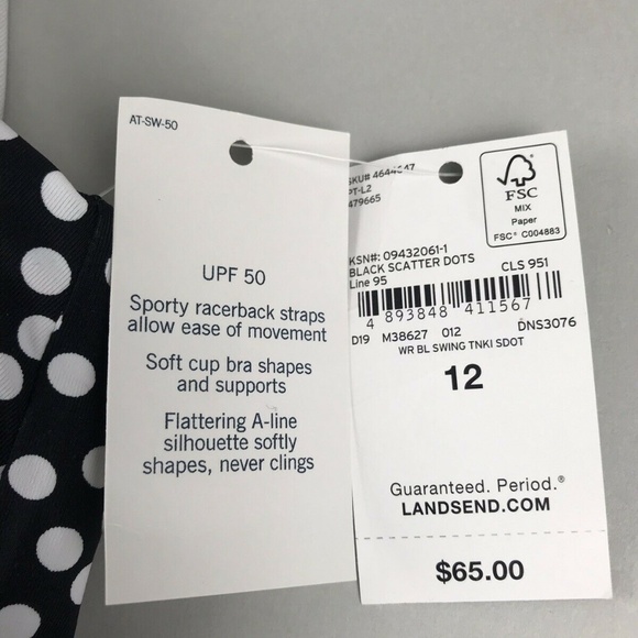 Lands End Regular Beach Living Tankini Top 12 NEW - Picture 4 of 8